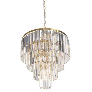 Celestial 4 Tier Cascading Crystal Glass Pendant Satin Brass by Lighting Inspirations, a Pendant Lighting for sale on Style Sourcebook