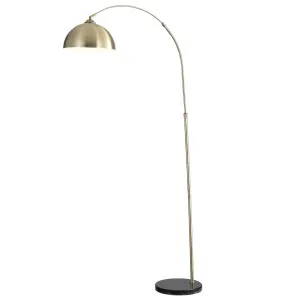 Oriel Lighting Marmo Wide Dome Shade Arc Floor Lamp with Luxe Marble Base Antique Brass by Oriel Lighting, a Lamps for sale on Style Sourcebook