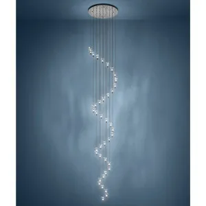 Eglo Comareira Spiral LED Pendant Featuring Shimmering Glass Detail Nickel by Eglo, a Chandeliers for sale on Style Sourcebook