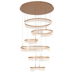 Vencha Lando 6 Tier Modern Luxe Cascading Rings Tricolour LED Pendant Gold by Vencha, a Pendant Lighting for sale on Style Sourcebook