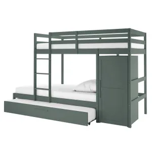 Aron Single Storage Bunk Bed with Trundle in Green by Luxo Furniture, a Kids Beds & Bunks for sale on Style Sourcebook