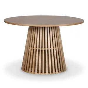 Riri 120cm Round Fluted Dining Table in Oak by Luxo Furniture, a Dining Tables for sale on Style Sourcebook
