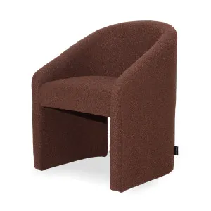 Nuve Bouclé Upholstered Accent Armchair in Rust Brown by Luxo Furniture, a Chairs for sale on Style Sourcebook