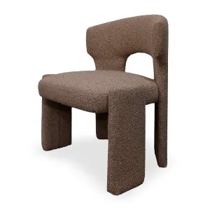 Lunari Bouclé Curved Accent Chair in Brown by Luxo Furniture, a Dining Chairs for sale on Style Sourcebook