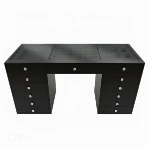 Adeline Glass Top Dressing Table in Black by Luxo Furniture, a Dressing Tables for sale on Style Sourcebook