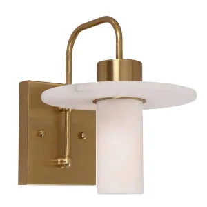 CLA Lucerna Alabaster Cylinder Wall Light with Sculptural Round Disc Brass by Compact Lamps Australia, a Wall Lighting for sale on Style Sourcebook