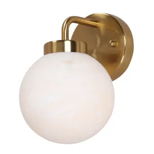 CLA Palla Decorative Alabaster Sphere Wall Light with Round Iron Mount Brass by Compact Lamps Australia, a Wall Lighting for sale on Style Sourcebook