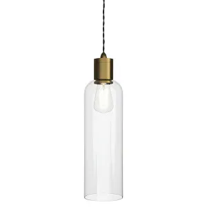 Lighting Republic Parlour Elong Glass Pendant with Aged Brass Suspension Clear by Lighting Republic, a Lighting for sale on Style Sourcebook