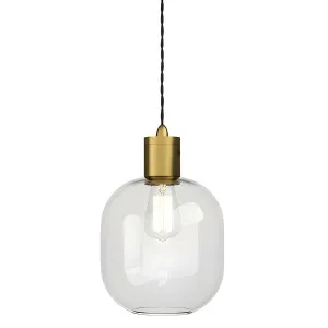Lighting Republic Parlour Curve Glass Pendant with Aged Brass Suspension Clear by Lighting Republic, a Lighting for sale on Style Sourcebook