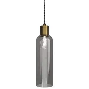 Lighting Republic Parlour Elong Glass Pendant with Aged Brass Suspension Smoke by Lighting Republic, a Lighting for sale on Style Sourcebook