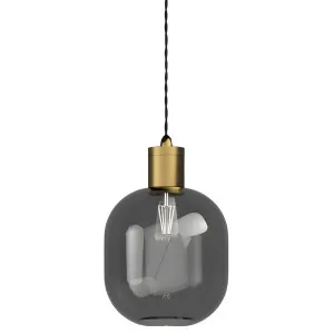 Lighting Republic Parlour Curve Glass Pendant with Aged Brass Suspension Smoke by Lighting Republic, a Lighting for sale on Style Sourcebook