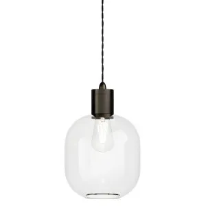 Lighting Republic Parlour Curve Glass Pendant with Textured Iron Suspension Clear by Lighting Republic, a Lighting for sale on Style Sourcebook