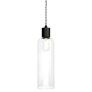 Lighting Republic Parlour Elong Glass Pendant with Textured Iron Suspension Clear by Lighting Republic, a Lighting for sale on Style Sourcebook