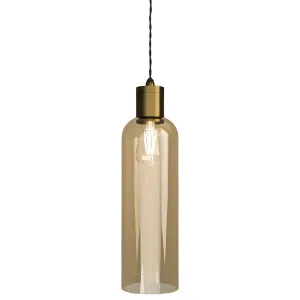 Lighting Republic Parlour Elong Glass Pendant with Aged Brass Suspension Amber by Lighting Republic, a Lighting for sale on Style Sourcebook