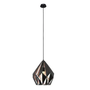 Eglo Carlton 1 Pendant Light (E27) Large Black and Copper by Eglo, a Lighting for sale on Style Sourcebook