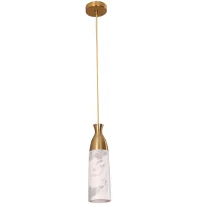 CLA Marmol Slim Marble Cylinder Pendant with Textured Iron Accents White Marble with Brass Accent by Compact Lamps Australia, a Lighting for sale on Style Sourcebook