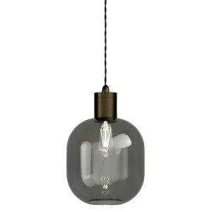 Lighting Republic Parlour Curve Glass Pendant with Textured Iron Suspension Smoke by Lighting Republic, a Lighting for sale on Style Sourcebook