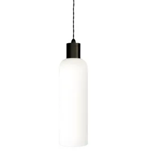 Lighting Republic Parlour Elong Glass Pendant with Textured Iron Suspension Opal by Lighting Republic, a Lighting for sale on Style Sourcebook
