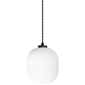 Lighting Republic Parlour Curve Glass Pendant with Textured Iron Suspension Opal by Lighting Republic, a Lighting for sale on Style Sourcebook