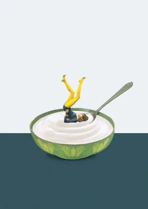 Yoga in my Yoghurt by Maarten Leon, a Prints for sale on Style Sourcebook