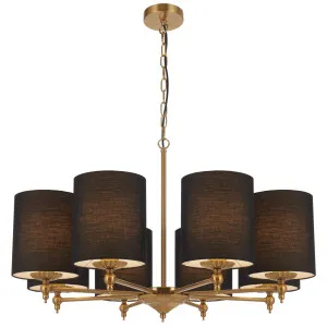 Telbix ?Argos Contemporary 8 Light Pendant with Antique Gold Detailing Black by Telbix, a Lighting for sale on Style Sourcebook