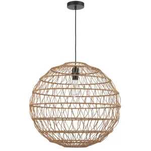 Telbix Ivalo Large Woven Fabric Pendant with Adjustable Shade Natural by Telbix, a Lighting for sale on Style Sourcebook
