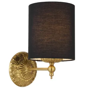 Telbix Argos Contemporary Wall Light with Antique Gold Detailing Black by Telbix, a Wall Lighting for sale on Style Sourcebook