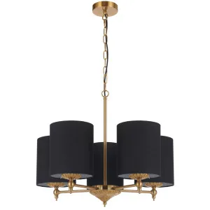 Telbix? Argos Contemporary 5 Light Pendant with Antique Gold Detailing Black by Telbix, a Lighting for sale on Style Sourcebook