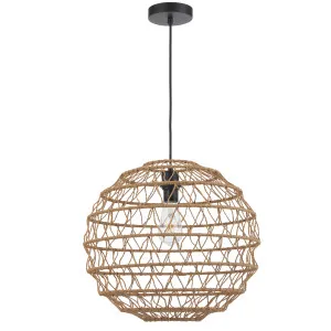 Telbix Ivalo Medium Woven Fabric Pendant with Adjustable Shade Natural by Telbix, a Lighting for sale on Style Sourcebook