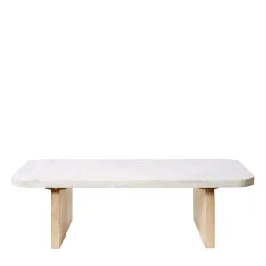 Jemila Coffee Table 140 cm White Marble and Natural Wood by James Lane, a Coffee Table for sale on Style Sourcebook