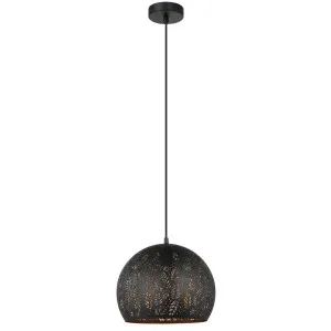 CLA Botanica Embossed Dome Shade Pendant with Contemporary Leaf Motif Black by Compact Lamps Australia, a Lighting for sale on Style Sourcebook