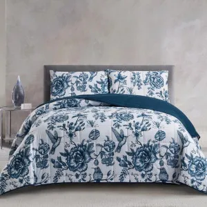 Morgan and Reid French Blue Rose Cloudy Coverlet Set by null, a Quilt Covers for sale on Style Sourcebook