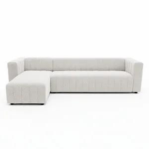 Parisa 4 Seater Tufted Boucle Sofa with Chaise in Cream White by Luxo Furniture, a Sofas for sale on Style Sourcebook