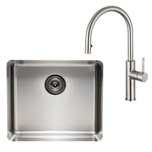 Titan Essentials Large Bowl Sink & Pull Out Mixer Tap Package Stainless Steel TSSSPK522 by Titan, a Kitchen Sinks for sale on Style Sourcebook