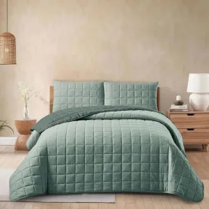 Morgan and Reid Stitch Sea Moss Cloudy Coverlet Set by null, a Quilt Covers for sale on Style Sourcebook