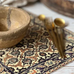 Set of 4 Beija Flor Armenian Framed Amber Vinyl Placemts by French Bazaar, a Aprons for sale on Style Sourcebook