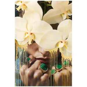 Dina Broadhurst Play On My Mind Golden Drip - Small 60 x 90 - White Frame PL-O-M-M-GLDN-D-WF-S by Dina Broadhurst, a Artwork & Wall Decor for sale on Style Sourcebook