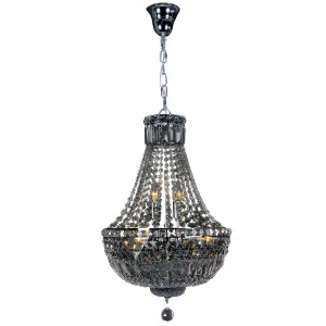 Classique Crystal Basket Chandelier with Luxe Glass Accents in Chrome Medium by Lighting Inspirations, a Lighting for sale on Style Sourcebook