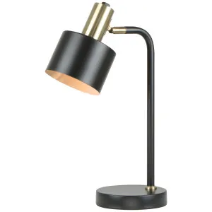 CLA Flotar Minimalist Desk Lamp with Adjustable Cylinder Shade and Brass Accents Black by Compact Lamps Australia, a Lamps for sale on Style Sourcebook