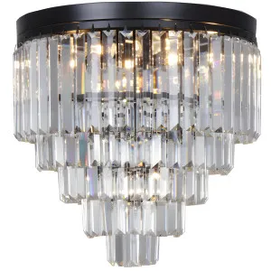 Celestial 5 Tier Luxe Crystal Flush Mount Ceiling Light with Cascading Accents Black by Lighting Inspirations, a Lighting for sale on Style Sourcebook