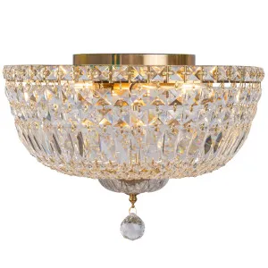 Classique Crystal Basket Flush Mount with Luxe Glass Accents in Brass Small by Lighting Inspirations, a Lighting for sale on Style Sourcebook