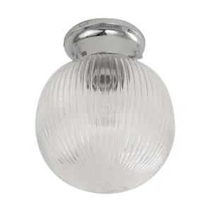 CLA Large Ribbed Sphere DIY Batten Fitting (B22) Chrome & Clear by Compact Lamps Australia, a Lighting for sale on Style Sourcebook