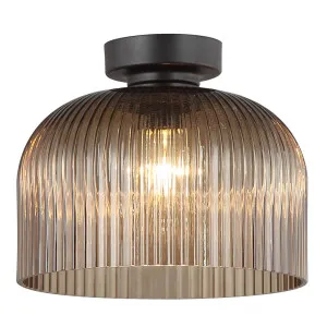 CLA Diyvintaj Ribbed Glass Dome Batten Fix Ceiling Light - Amber by Compact Lamps Australia, a Lighting for sale on Style Sourcebook