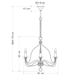 MDA Lighting Candice 3 Light Classic Candelabra Chandelier with Elegant Curved Arms Black by MDA Lighting, a Lighting for sale on Style Sourcebook