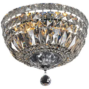 Classique Crystal Basket Flush Mount with Luxe Glass Accents in Chrome Small by Lighting Inspirations, a Lighting for sale on Style Sourcebook