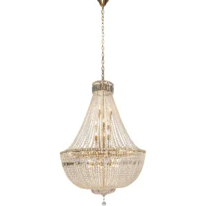 Classique Crystal Basket Chandelier with Luxe Glass Accents in Satin Brass Extra Large by Lighting Inspirations, a Lighting for sale on Style Sourcebook