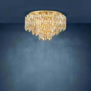 Eglo Calmeilles 3 Tier Cascading Crystal Flush Mount Ceiling Light Brass by Eglo, a Lighting for sale on Style Sourcebook