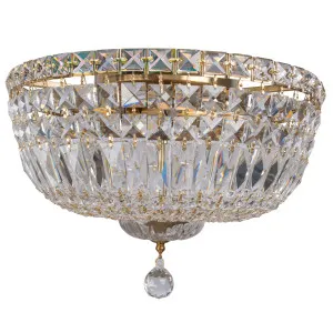 Classique Crystal Basket Flush Mount with Luxe Glass Accents in Brass Medium by Lighting Inspirations, a Lighting for sale on Style Sourcebook