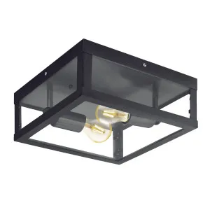 Alamonte 1 Eglo Black Galvanized Steel IP44 Exterior Wall Light 2 Light by Eglo, a Lighting for sale on Style Sourcebook