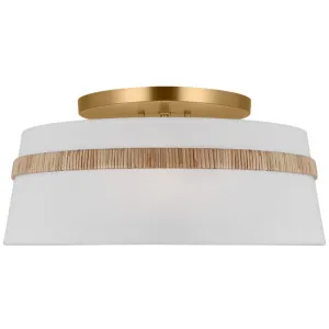 Alexa Hampton Cordtlandt Large Semi-Flush Mount by Visual Comfort Studio Brass and Rattan by Visual Comfort & Co - Studio, a Lighting for sale on Style Sourcebook